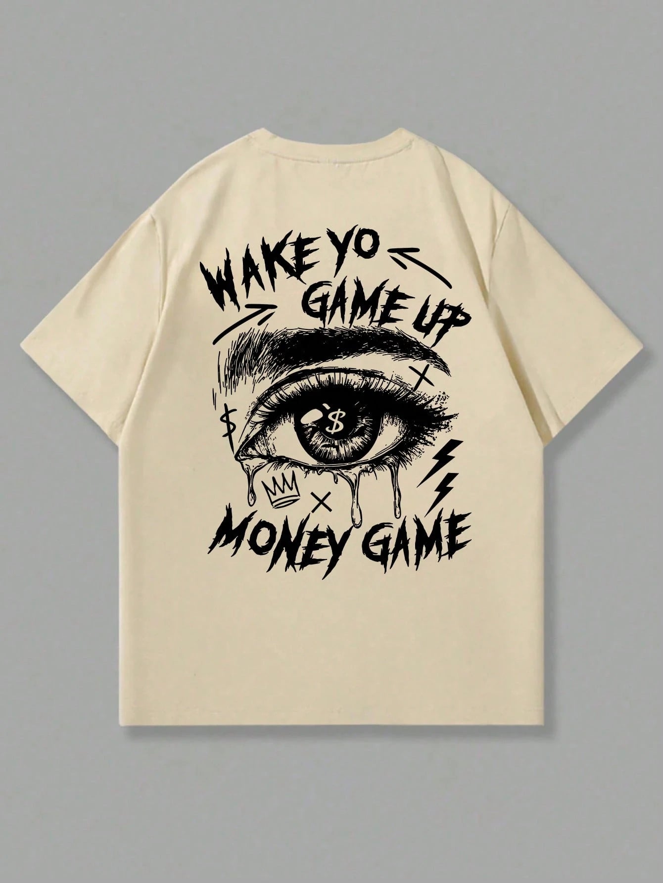 Herren modisches T-Shirt mit Augen-Grafik-Muster, kurze Ärmel