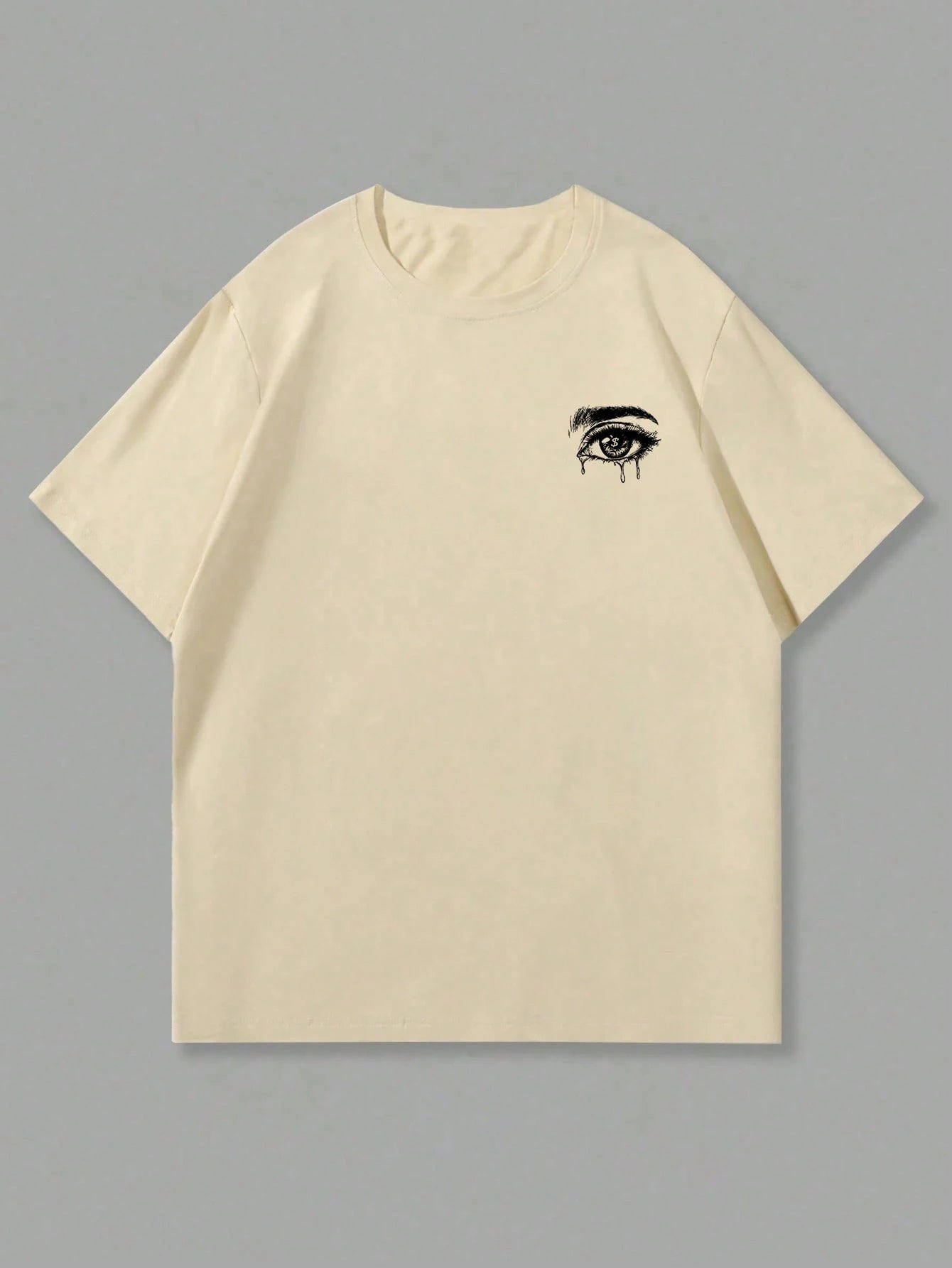 Herren modisches T-Shirt mit Augen-Grafik-Muster, kurze Ärmel