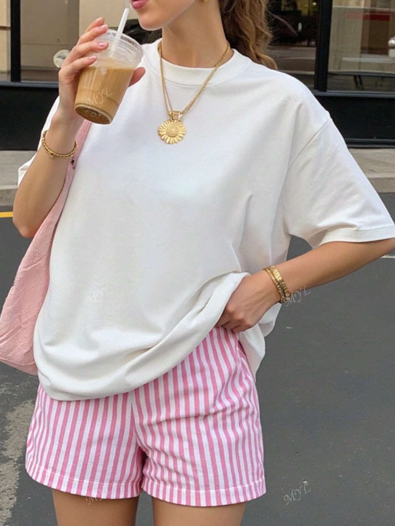 Slogan Muster Damen Lässig Oversized Kurzarm Sommer Grafik T-Shirts