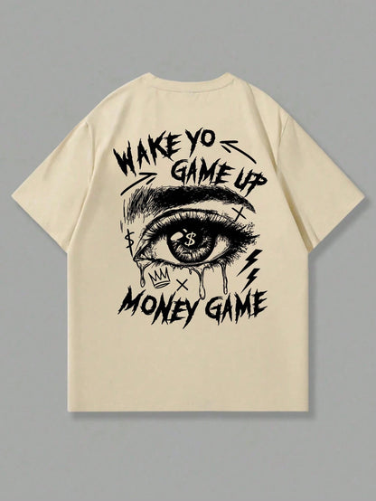 Herren modisches T-Shirt mit Augen-Grafik-Muster, kurze Ärmel
