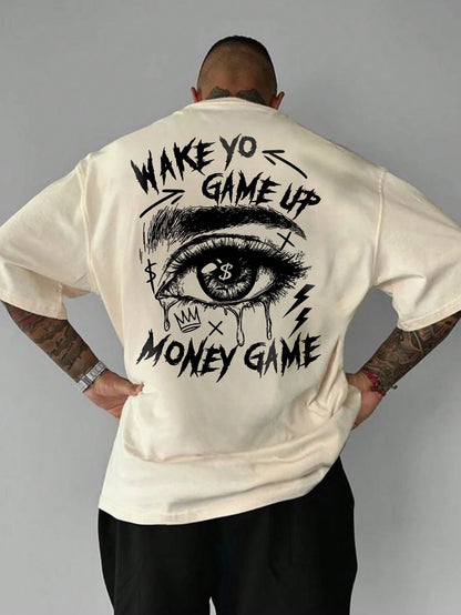 Herren modisches T-Shirt mit Augen-Grafik-Muster, kurze Ärmel
