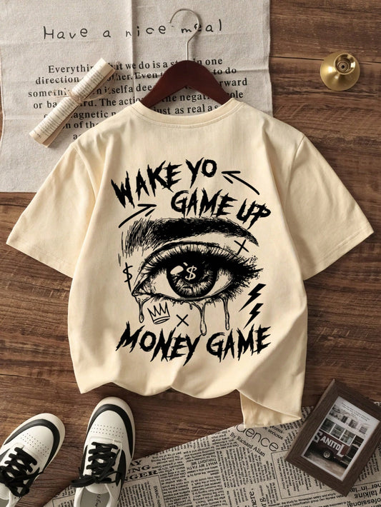 Herren modisches T-Shirt mit Augen-Grafik-Muster, kurze Ärmel