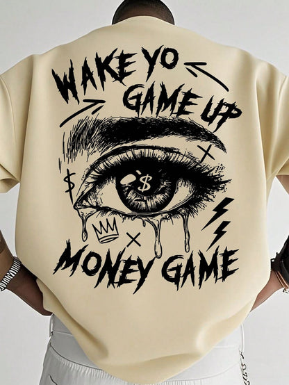 Herren modisches T-Shirt mit Augen-Grafik-Muster, kurze Ärmel